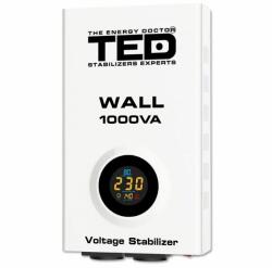 TED Electric Stabilizator tensiune TED Electric 600W 230V cu 2 iesiri Schuko + ecran LCD si cleme prindere in perete TED000057 (TED000057)