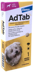 AdTab rágótabletta bolha és kullancs ellen kistestű kutyáknak (2, 5-5, 5 kg), 112 mg