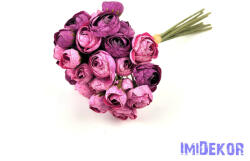 Boglárka 36 vegyes fejes kötegelt selyemvirág csokor 30 cm - Erős Rózsaszín-Lila mix