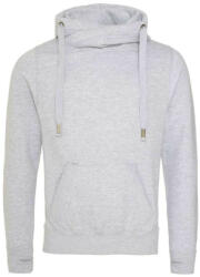 Just Hoods Uniszex keresztbe vart nyakú, vastag kapucnis pulóver AWJH021, Heather Grey-L (awjh021hgr-l)