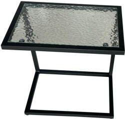  Kerti asztalka, fekete acél/edzett üveg, SELKO - smartbutor