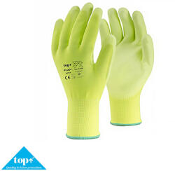 TOP Fluo-Y Plus PU mártott védőkesztyű, fluo sárga, 3121XX (méret: 12)