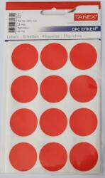 Tanex Etichete autoadezive color, D32 mm, 120 buc/set, Tanex - rosu fluorescent (TX-OFC-133-RE) - officeclass