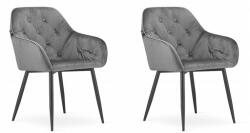 ARTOOL Set 2 scaune bucatarie/living, Artool, Forio, catifea, metal, gri si negru, 61x55.5x81 cm (3644_1S)