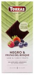 TORRAS Ciocolata neagra 58% cu fructe de padure cu STEVIA, 125g, Torras