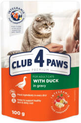 CLUB 4 PAWS Duck in gravy - kacsa mártásban Teljes értékű szaftod eledel felnőtt macskáknak 100g - vetpluspatika