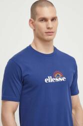 Ellesse pamut póló Trea T-Shirt sötétkék, férfi, nyomott mintás, SHV20126 - sötétkék XL
