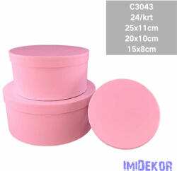  Papírdoboz 3db/szett kerek D25-20-15cm - Rózsaszín
