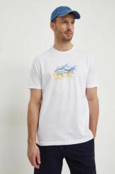 Paul&Shark pamut póló fehér, férfi, nyomott mintás, 24411041 - fehér XL