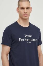 Peak Performance pamut póló sötétkék, férfi, nyomott mintás - sötétkék XL