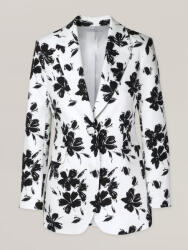 Willsoor Női elegáns fehér kabát fekete virágmintával 16696