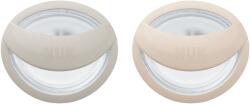 Nuk Силиконови залъгалки NUK - Mommy Feel, 0-9 месеца, 2 броя, Сива и Бежова + кутийка за съхранение и стерилизация (10175311)