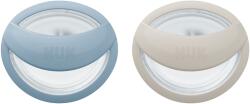 Nuk Силиконови залъгалки NUK - Mommy Feel, 0-9 месеца, 2 броя, Синя и Сива + кутийка за съхранение и стерилизация (10175313)