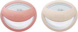 Nuk Силиконови залъгалки NUK - Mommy Feel, 0-9 месеца, 2 броя, Розова и Бежова + кутийка за съхранение и стерилизация (10175312)