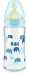 Nuk Стъклено шише с каучуков биберон NUK - First Choice, TC, 240 ml, 0-6 месеца, Синьо (10745122-Син)