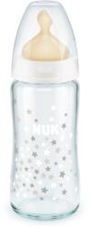 Nuk Стъклено шише с каучуков биберон NUK - First Choice, TC, 240 ml, 0-6 месеца, Бяло (10745122-Бял)