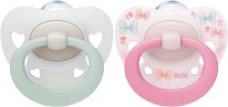 Nuk Силиконови залъгалки NUK - Signature, с кутия за стерилизиране, 0-6 m, 2 броя (10730617-Момиче)