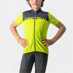 Castelli - tricou ciclism cu maneca scurta pentru copii Neo Prologo Jersey - verde electric lime albastru inchis savile (CAS-4522072-383) - ecalator