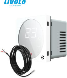LIVOLO C7STMW LIVOLO érintős hőmérséklet kapcsoló, termosztát, padlóérzékelő szenzorral, 240V 16A, fehér (C7STMW)
