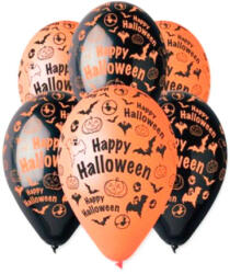 Halloween latex lufi 11" 28cm, Happy Halloween Lufi, fekete, narancssárga színekben, 10db/csomag (LUFI571236)