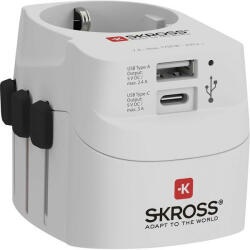 SKROSS PROLIGHTUSB-A-C USB/Type-C töltő bemenettel földelt világutazó adapter (PROLIGHTUSB-A-C) - tobuy