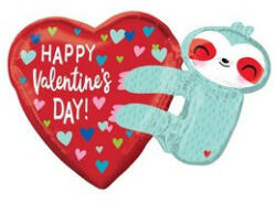 Óriás fólia lufi 30" 76cm "Happy Valentines Day " szív, lajhár, n4047401 (LUFI741295)
