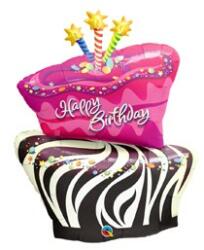 Qualatex Szülinapi fólia lufi 41" 104cm óriás fólia Happy Birthday, torta, 16081 (LUFI330445)
