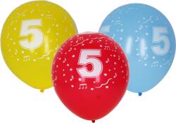 WIKY Felfújható léggömb 30cm - 5 db-os készlet, 5-ös számmal (WKW009917)