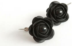 Troli Fekete gyöngy fülbevaló virággal - vivantis