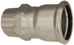 Bänninger 22mm*3/4˝ KM csatlakozó, INOX (rozsdamentes), SS 304, Hőszivattyús és fűtési rendszerekhez