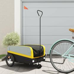 vidaXL fekete-sárga vas kerékpár-utánfutó 45 kg (94071) - pepita