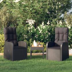 vidaXL 2 db fekete polyrattan dönthető kerti szék párnával (319545) - pepita