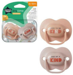 Tommee Tippee Set 2 Suzete ortodontice Tommee Tippee Anytime, 18-36 luni, Maro-Bej, cutie sterilizare