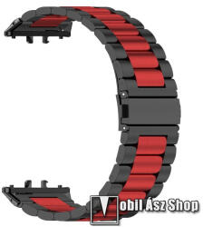 Fém okosóra szíj - PIROS / FEKETE - rozsdamentes acél, csatos, 168mm hosszú - SAMSUNG Galaxy Fit 3 (SM-R390N)