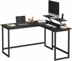 VASAGLE Sarok íróasztal, L alakú számítógép asztal monitor állvánnyal