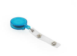 Bluering Névjegykitűzőhöz akasztós tartó, kék kihúzható kerek 60cm, zsinórral, patentos Bluering®