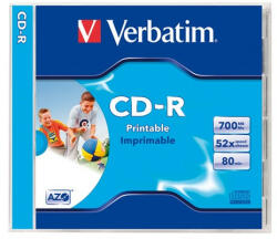 Verbatim CD-R Verbatim 700 MB írható 52x Datalife vékony tok (CDV7052V1DL)