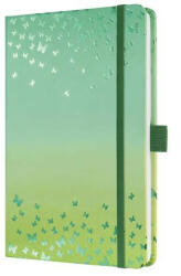 Sigel Jegyzetfüzet, exkluzív, 135x203 mm, vonalas, 87 lap, keményfedeles, SIGEL "Jolie" Butterfly Confetti, lime