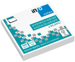 Info Notes Öntapadós jegyzettömb Info Notes 75x75 mm 100 lapos antimikrobiális fehér (5154-08)