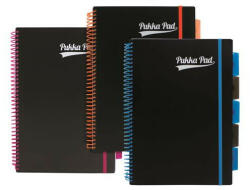 Pukka Pad Spirálfüzet, A4, vonalas, 100 lap, PUKKA PAD, "Neon black project book