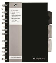 Pukka Pad Spirálfüzet, A5, vonalas, 125 lap, PUKKA PAD "Black project book", fekete