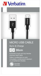 Verbatim USB kábel, USB - micro USB, 0, 3 m, VERBATIM, fekete