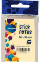 Centrum Öntapadós jegyzettömb Centrum Stick Notes 51x76 mm, 100 lapos, pasztel sárga (80081)