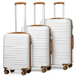ELLE Miss Lulu London K2391L - BRITISH Traveller 3er-Satz tartós Polycarbonat és ABS Hartschalen-bőrönd TSA-zár fehér