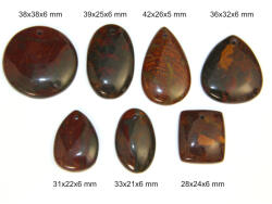 Cabochon / Pandantiv Jasp Heliotrop Mineral Natural - Rotund - Oval - Patrat - Picatura - 28-42x21-38x5-6 mm - 1 Buc