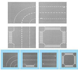 Modbrix 4 db 25×25 cm-es alaplap építőjátékokhoz - 4 db különböző utcai alaplap (1701002)