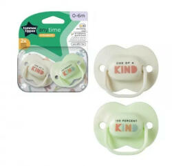 Tommee Tippee Set 2 Suzete ortodontice Tommee Tippee Anytime, 0-6 luni, Gri/Verde, cutie sterilizare (5010415333544/2)