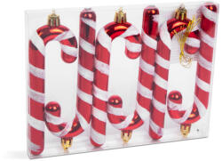 Family Collection Karácsonyfadísz szett - piros / fehér cukorbot - 13 cm - 6 db / szett (58783) - kutyuneked