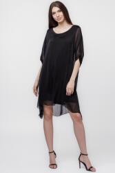 SHOPIKA Rochie midi, dreapta, din matase si vascoza, cu funda pe spate, neagra Talie unica