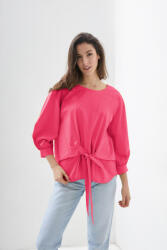 SHOPIKA Camasa roz fucsia din poplin de bumbac cu funda in fata Talie unica